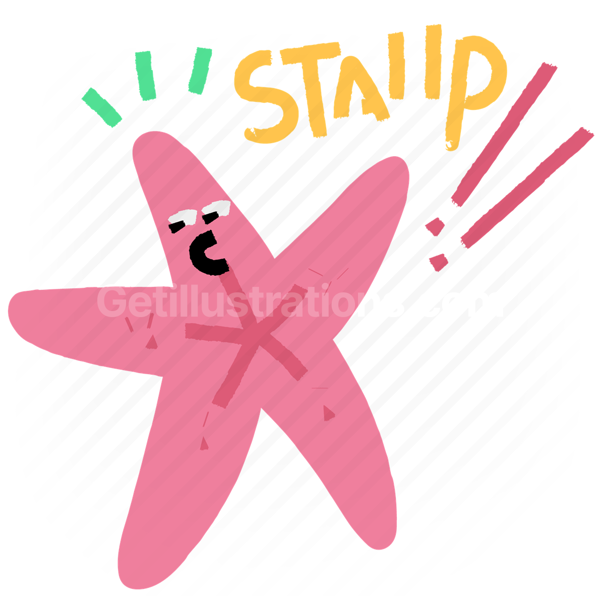 stop, starfish, animal, wildlife, sticker, character